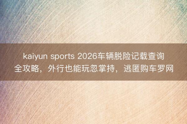 kaiyun sports 2026车辆脱险记载查询全攻略，外行也能玩忽掌持，逃匿购车罗网