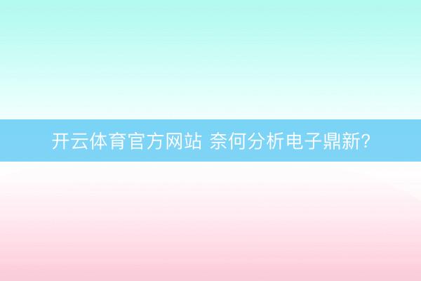 开云体育官方网站 奈何分析电子鼎新?